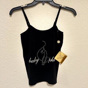 Baby Phat Black Rhinestone Cat Tank Top Y2K Fitted Cami Spaghetti Strap